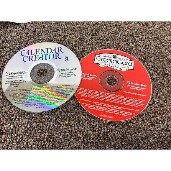 VTG Broderbund Calendar Creator 8 & american Greetings CreateaCard For Windows - Picture 8 of 9